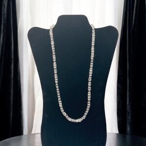 Vintage Necklace Square Glass Crystal 24 IN 14K Gold Push Clasp Simple Beauty